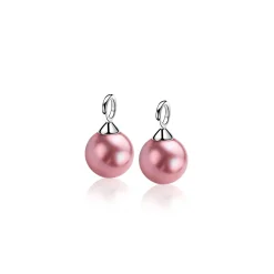 Discount Zinzi zilveren oorbedels parel fuchsia roze ZICH266F (zonder oorringen)