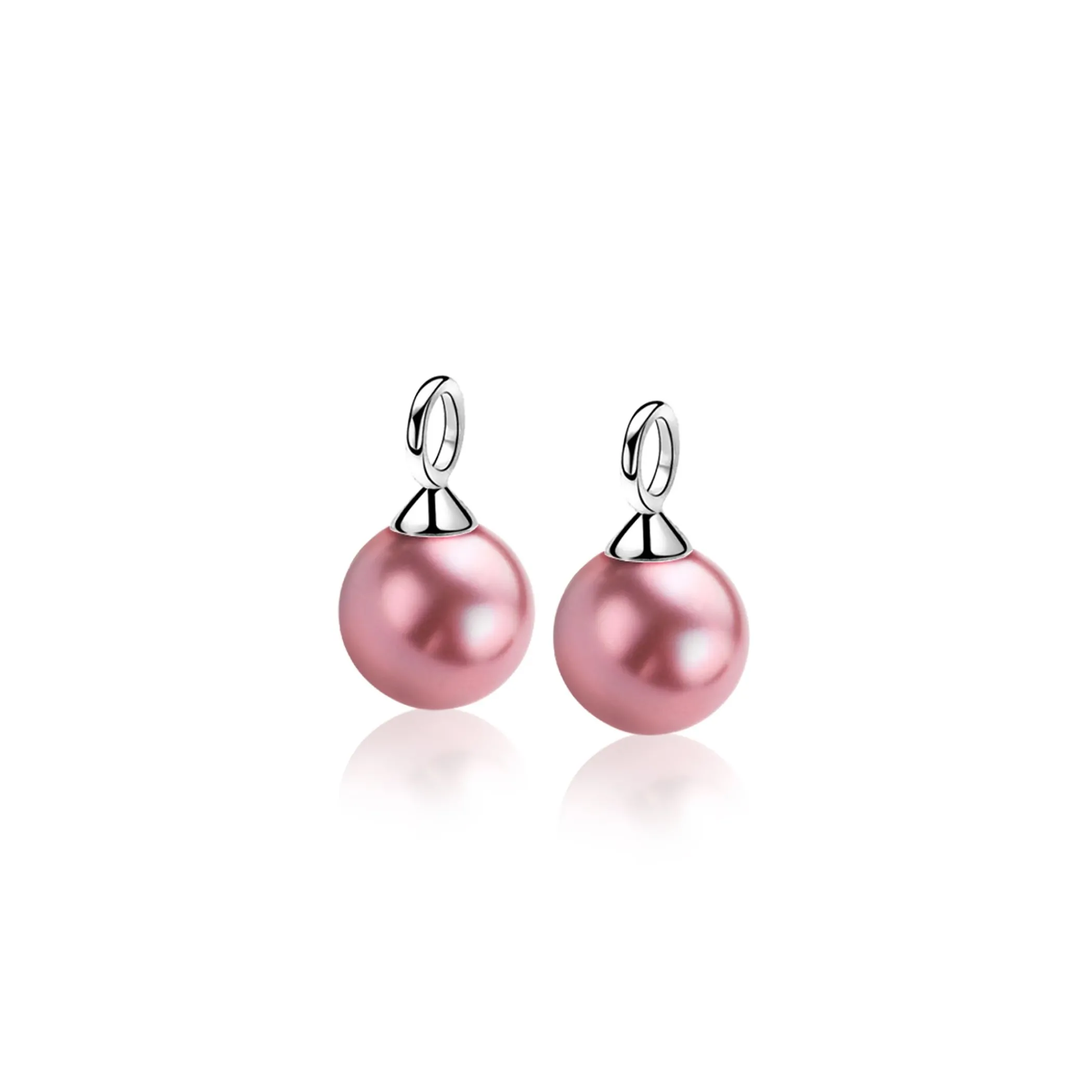 Discount Zinzi zilveren oorbedels parel fuchsia roze ZICH266F (zonder oorringen)