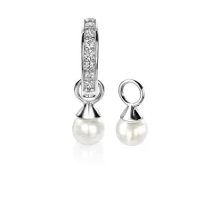 Discount Zinzi zilveren oorbedels parel wit ZICH1749W (zonder oorringen)