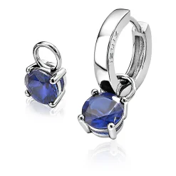 Outlet Zinzi zilveren oorbedels rond donkerblauw ZICH1300Q (zonder oorringen)