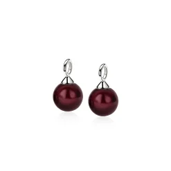 Hot Zinzi zilveren oorbedels parel rond bordeaux rood 10mm ZICH266DR (zonder oorringen)
