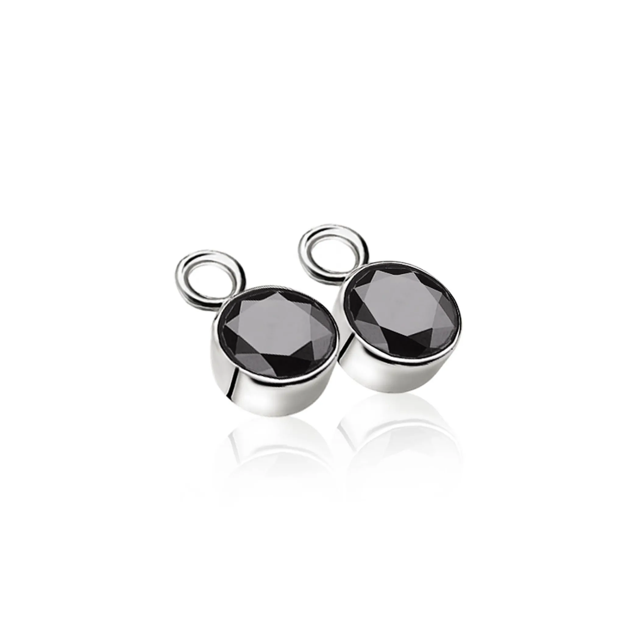 Discount Zinzi zilveren oorbedels zwart ZICH186Z (zonder oorringen)