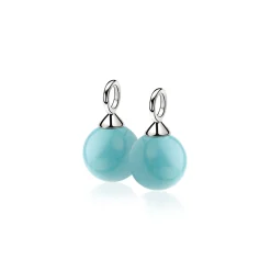 Hot Zinzi zilveren oorbedels parel turquoise ZICH266T (zonder oorringen)
