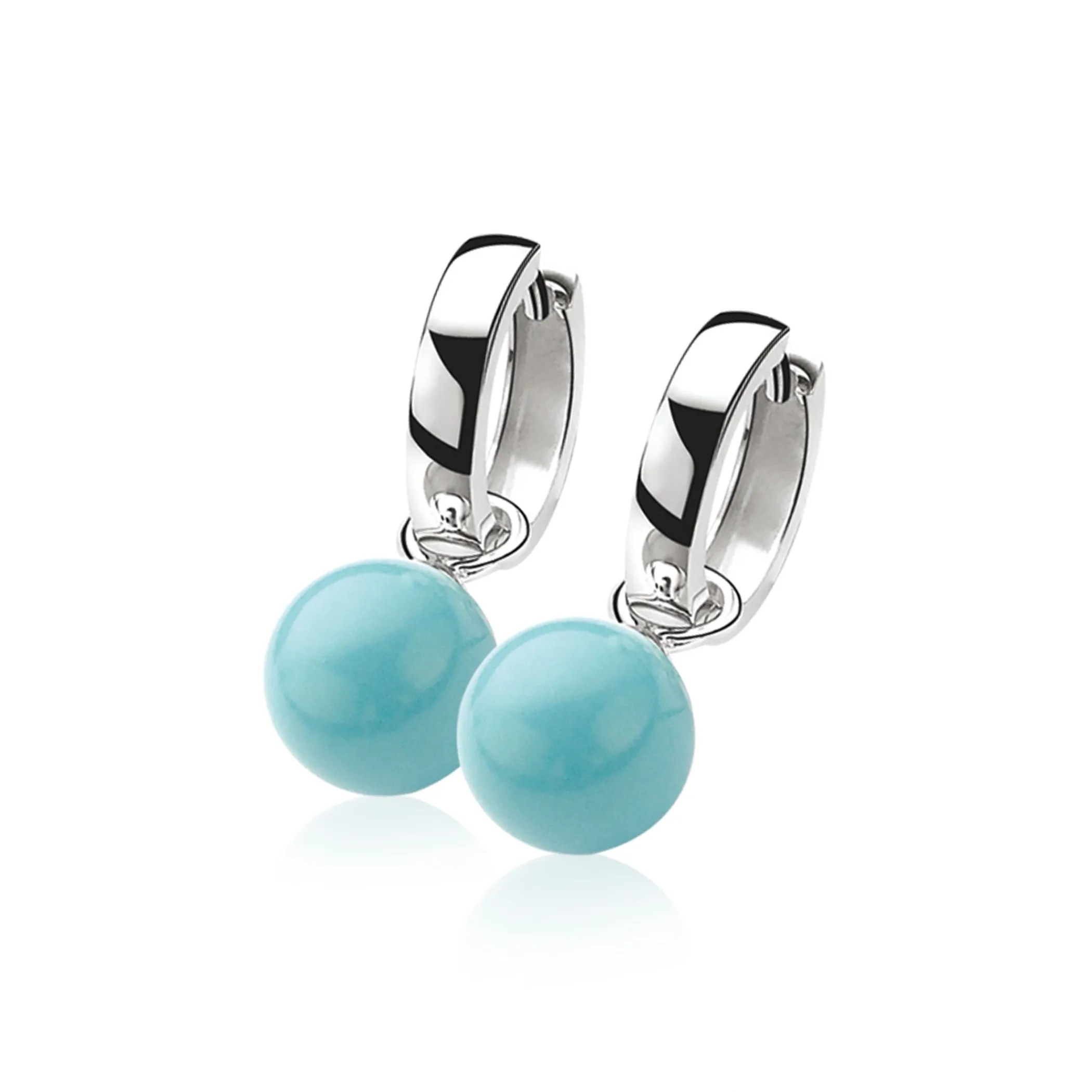 Hot Zinzi zilveren oorbedels parel turquoise ZICH266T (zonder oorringen)