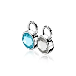 New Zinzi zilveren oorbedels blauw wit ZICH1006A (zonder oorringen)