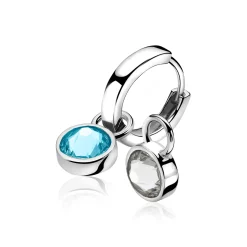 New Zinzi zilveren oorbedels blauw wit ZICH1006A (zonder oorringen)