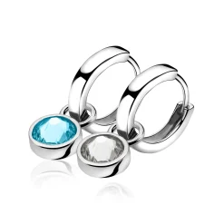 New Zinzi zilveren oorbedels blauw wit ZICH1006A (zonder oorringen)