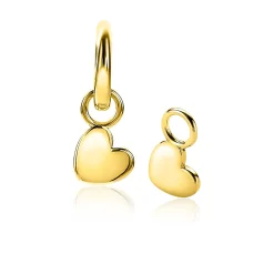 Outlet Zinzi zilveren oorbedels 14K geel verguld hartvorm 8mm ZICH1826G (zonder oorringen)