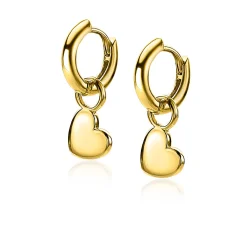 Outlet Zinzi zilveren oorbedels 14K geel verguld hartvorm 8mm ZICH1826G (zonder oorringen)