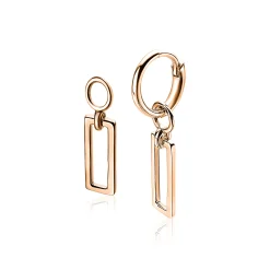 New Zinzi zilveren oorbedels rosé verguld open rechthoek 14mm ZICH1692R (zonder oorringen)