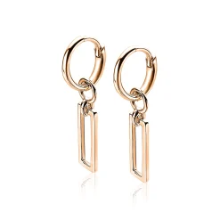 New Zinzi zilveren oorbedels rosé verguld open rechthoek 14mm ZICH1692R (zonder oorringen)