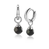 Zinzi zilveren oorbedels zwarte bead 6mm ZICH1749Z (zonder oorringen)