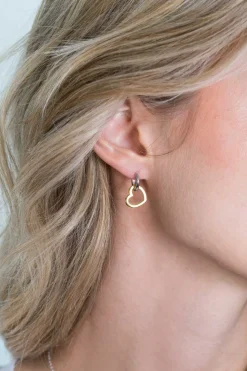 Hot Zinzi zilveren oorbedels 14K geel verguld 12mm open harten ZICH2197G (zonder oorringen)