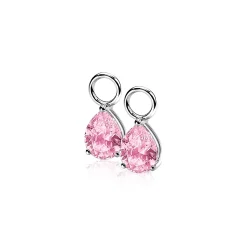 Hot Zinzi zilveren oorbedels peervormig roze ZICH1302R (zonder oorringen)