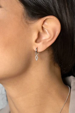 Sale Zinzi zilveren oorbedels in vliegervorm bezet met witte zirconia's 15mm ZICH2497 (zonder oorringen)