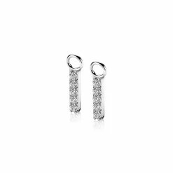 Discount Zinzi zilveren oorbedels 21,5 mm staafje zirconia ZICH2142. (zonder oorringen).
