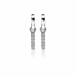 Discount Zinzi zilveren oorbedels 21,5 mm staafje zirconia ZICH2142. (zonder oorringen).