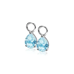 Discount Zinzi zilveren oorbedels peervormig blauw ZICH1302B (zonder oorringen)