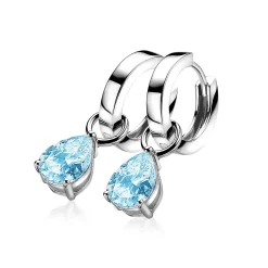 Discount Zinzi zilveren oorbedels peervormig blauw ZICH1302B (zonder oorringen)
