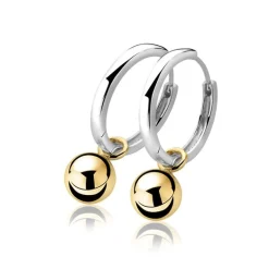 New Zinzi zilveren oorbedels geel verguld bol 10mm ZICH716G (zonder oorringen)