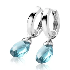 New Zinzi zilveren oorbedels turquoise ZICH1171T (zonder oorringen)
