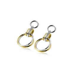 Online Zinzi zilveren oorbedels bicolor ringetjes 10mm rond ZICH2059 (zonder oorringen)