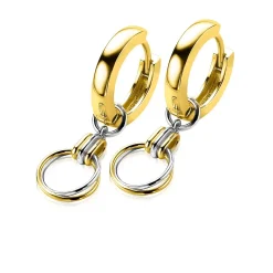 Online Zinzi zilveren oorbedels bicolor ringetjes 10mm rond ZICH2059 (zonder oorringen)