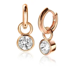 Clearance Zinzi zilveren oorbedels rosé verguld 7mm rond wit ZICH1486D (zonder oorringen)