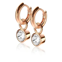 Clearance Zinzi zilveren oorbedels rosé verguld 7mm rond wit ZICH1486D (zonder oorringen)