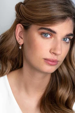 Clearance Zinzi zilveren oorbedels rosé verguld 7mm rond wit ZICH1486D (zonder oorringen)