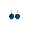 New Zinzi zilveren oorbedels parel jeansblauw ZICH266B (zonder oorringen)