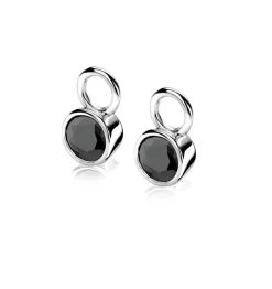 Discount Zinzi zilveren oorbedels 7mm rond zwart ZICH1486Z (zonder oorringen)