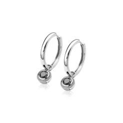 Discount Zinzi zilveren oorbedels rond zwart 11mm ZICH1244Z (zonder oorringen)