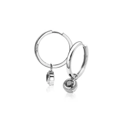 Discount Zinzi zilveren oorbedels rond zwart 11mm ZICH1244Z (zonder oorringen)