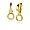 Hot Zinzi zilveren oorbedels 14K geel verguld rond met touw-effect 10mm ZICH2246G (zonder oorringen)