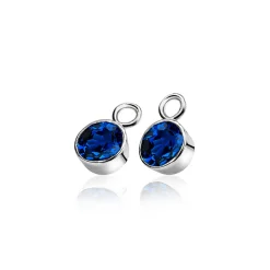 Online Zinzi zilveren oorbedels rond donkerblauw ZICH186DB (zonder oorringen)