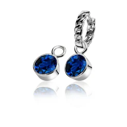 Online Zinzi zilveren oorbedels rond donkerblauw ZICH186DB (zonder oorringen)