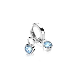Online Zinzi zilveren oorbedels 7mm rond lichtblauw ZICH1486B (zonder oorringen)