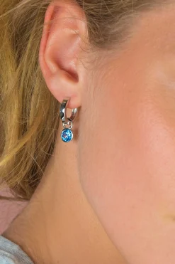 Online Zinzi zilveren oorbedels 7mm rond lichtblauw ZICH1486B (zonder oorringen)