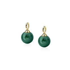 Outlet Zinzi zilveren oorbedels geel verguld parel rond groen 10mm ZICH266GG (zonder oorringen)