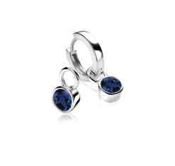 Clearance Zinzi zilveren oorbedels 7mm rond donkerblauw ZICH1486DB (zonder oorringen)
