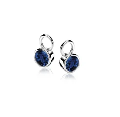 Clearance Zinzi zilveren oorbedels 7mm rond donkerblauw ZICH1486DB (zonder oorringen)
