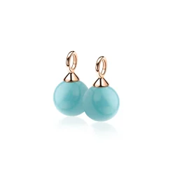 Best Zinzi zilveren oorbedels rosé verguld parel turquoise ZICH266TR (zonder oorringen)