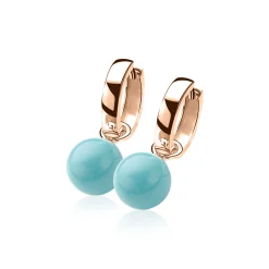 Best Zinzi zilveren oorbedels rosé verguld parel turquoise ZICH266TR (zonder oorringen)