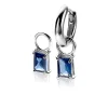 New Zinzi zilveren oorbedels 12mm rechthoek donkerblauw ZICH2021DB (zonder oorringen)