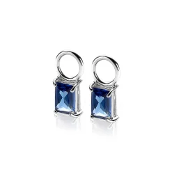 New Zinzi zilveren oorbedels 12mm rechthoek donkerblauw ZICH2021DB (zonder oorringen)