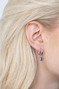 New Zinzi zilveren oorbedels 12mm rechthoek donkerblauw ZICH2021DB (zonder oorringen)