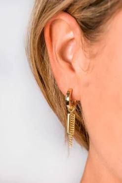 New Zinzi zilveren oorbedels geel verguld open rechthoek 14mm ZICH1692G (zonder oorringen)