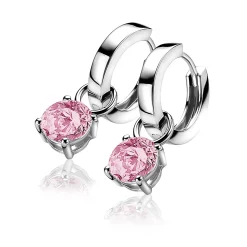 Best Zinzi zilveren oorbedels rond roze ZICH1300R (zonder oorringen)