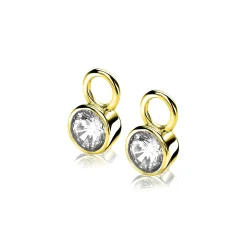 Hot Zinzi zilveren oorbedels 14K geelverguld 7mm rond wit ZICH1486Y (zonder oorringen)